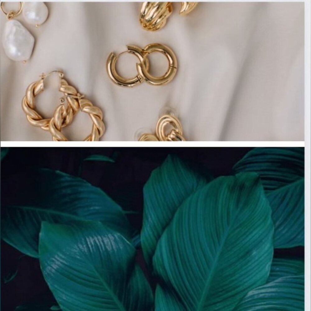 Zara Gold Flower Leaf Metal statement Earrings Jewelry - Picture 5 of 6